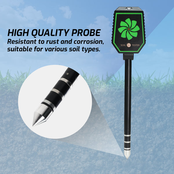 SQM-457 High Precision 8-in-1 PH EC Fertility Salt Temperature Soil Moisture Meter Smart Bluetooth Light Intensity Air Humidity Detector for Plant Health Monitoring