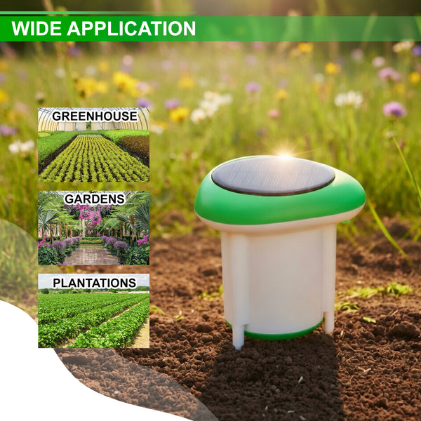 SQM-545 Smart Solar Soil Sensor Wireless Conductivity, Moisture, Temperature APP Monitoring IP66 Waterproof Works with Android & iOS for Gardens, Farms, Greenhouses