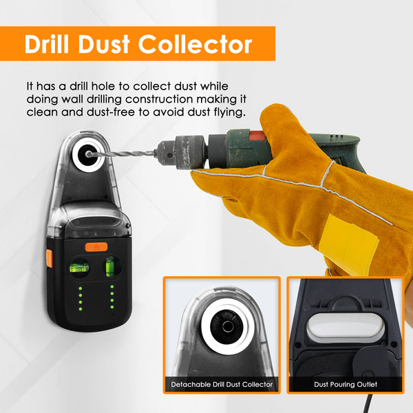 STD-439R 3 in 1 Home Electric Drilling Dust Collector Wall Mount Laser Level Bracket with Laser Level Function 2M Red Laser Distance with Horizontal & Vertical Bubble Level