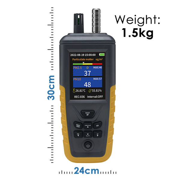 TC-8100 Digital Handheld Dust Particle Counter PM2.5, PM10 AQI Tester Data Logging Function up to 999 Set