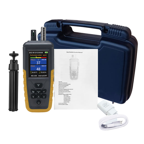 TC-8100 Digital Handheld Dust Particle Counter PM2.5, PM10 AQI Tester Data Logging Function up to 999 Set