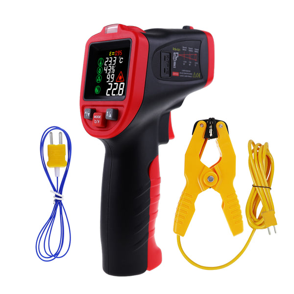 THE-263_1TC Infrared Thermometer -50~850°C (-58~1562°F) Temperature Gun with Bead Type Thermocouple & Clamp Type Temperature Probe Non-Contact Laser Temperature Industrial and Home Use Pyrometer for Engine High Temp Measurement Furnace Oven etc.