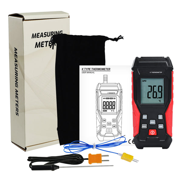 THE-418_1P Digital K-Type Thermocouple Thermometer with Wired and Stainless Steel Probe, High and Low Temperature Measurement for High-Temp Furnaces and Ovens or Low-Temp Liquid Nitrogen etc.