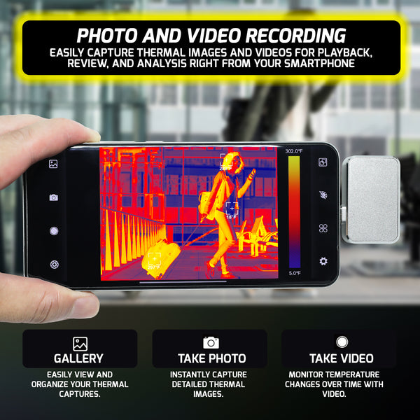 THE-494 Mobile Infrared Thermal Imager - Smart Thermal Imaging & Temperature Measurement Android Type C Mobile Phone Photo Video Capture Camera Thermometer
