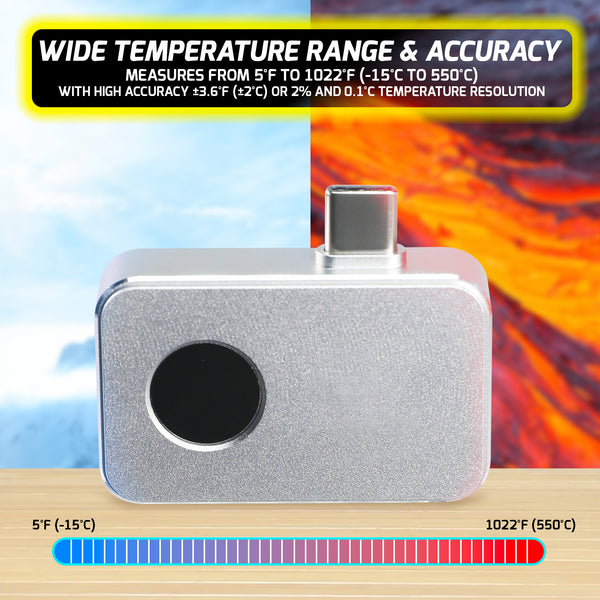 THE-494 Mobile Infrared Thermal Imager - Smart Thermal Imaging & Temperature Measurement Android Type C Mobile Phone Photo Video Capture Camera Thermometer