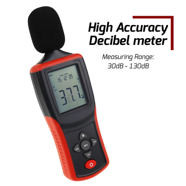 TL205 Digital Sound Level Meter 130dB Decibel Tester Auto Ranging A/C Weighting with LCD Backlight