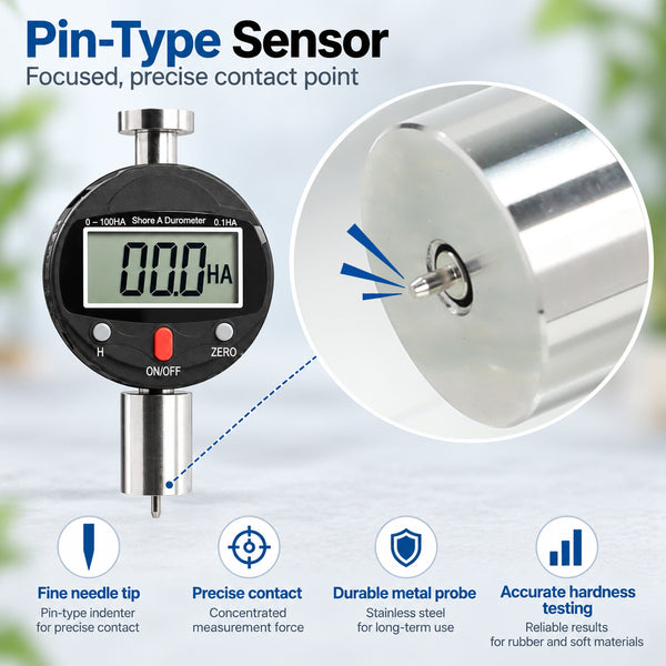 TMG-573A Shore A Durometer Digital Hardness Tester 0-100HA Portable Meter with 0.1HA Resolution, 0-2.5mm Indenter for Testing Soft Rubber, Synthetic Rubber, Polyester, Leather, Wax