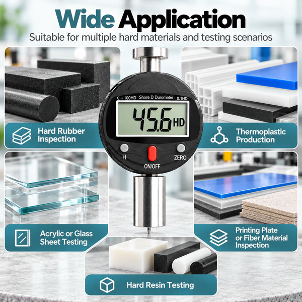 TMG-573D Shore D Durometer Digital Hardness Tester 0-100HD Portable Meter with 0.1HD Resolution, 0-2.5mm Indenter for Testing Hard rubber and Resins, Acrylics, Glass, Elastomers, Printing Plates