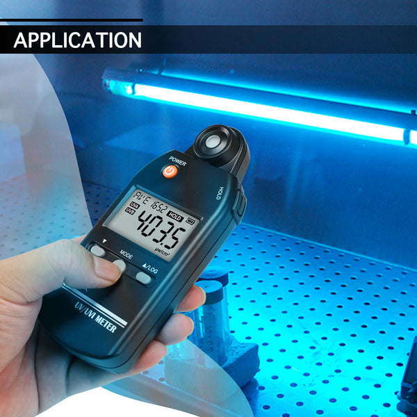 UVM-529 Digital Ultraviolet Detector UV UVI Tester Light Meter Irradiance Intensity Monitor 100 Data Record for Reptile Husbandry, Phototherapy, Indoor Tanning Personal and Professional Usage