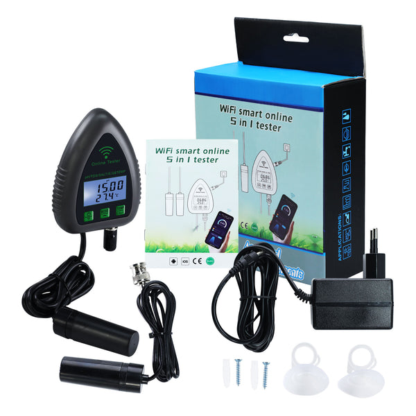WIFI-9951W Smart 5-in-1 pH / TDS / Salt / S.G / Temperature WiFi Tester Water Quality for Drinking Supply Aquarium Hydroponics Pool Aquaculture