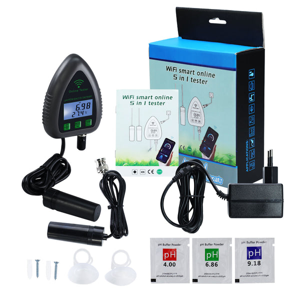 WQM-397 Smart 5-in-1 pH / TDS / Salt / S.G / Temperature WIFI Tester Water Quality for Drinking Supply Aquarium Hydroponics Pool Aquaculture