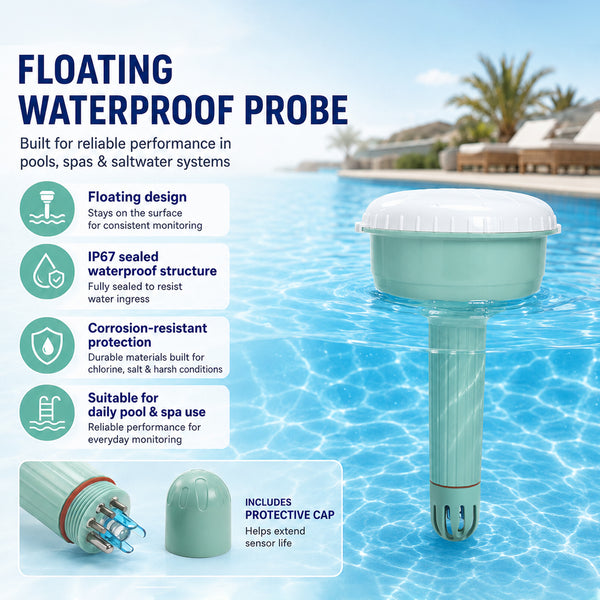 WQM-553 8-in-1 Wifi Tuya Smart Swimming Pool Water Monitor for pH / Temperature / TDS / Electrical Conductivity / Salinity / Chlorine / Specific Gravity / ORP for Pool, Spa, Tubs