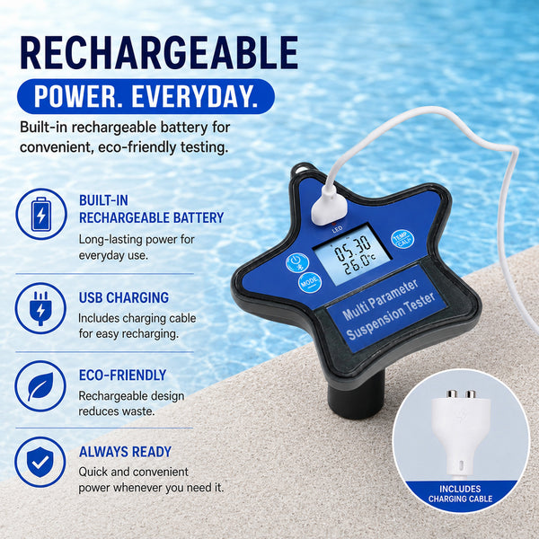 WQM-560 Floating Water Quality Tester 9-in-1 pH ORP Chlorine EC CF TDS Salt S.G. Temp, Smart Tuya App Compatible with iOS & Android, 24/7 Auto Water Monitoring for Aquariums, Pools, Hot Tubs, Spas & Hydroponics