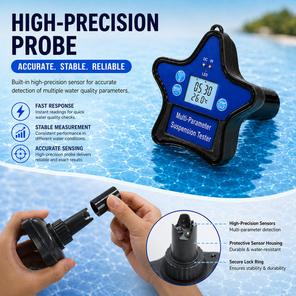 WQM-560 Floating Water Quality Tester 9-in-1 pH ORP Chlorine EC CF TDS Salt S.G. Temp, Smart Tuya App Compatible with iOS & Android, 24/7 Auto Water Monitoring for Aquariums, Pools, Hot Tubs, Spas & Hydroponics