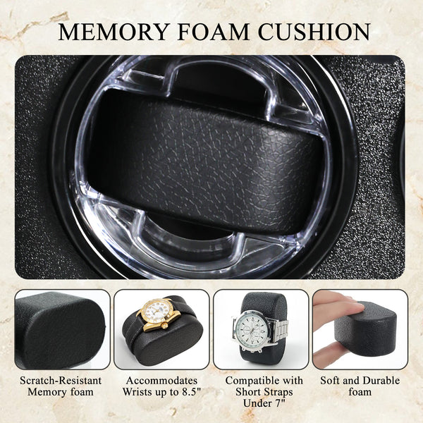 WWR-532 Automatic Watch Winder for Two Automatic Watches – 4 Rotation Modes Smart Stop Technology, Blue LED Display, Memory Foam & Wooden Display Case for Luxury Automatic Watches