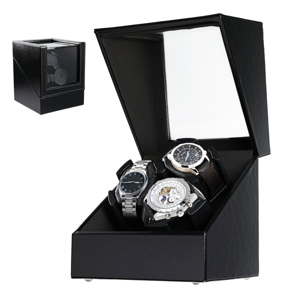 WWR-533 Automatic Watch Winder for 3 Watches, Whisper Quiet Motor with Smart Light Sensor, 2 Rotation Modes, Memory Foam Cushions, Automatic Rotating Watch Winder Faux Leather Exterior