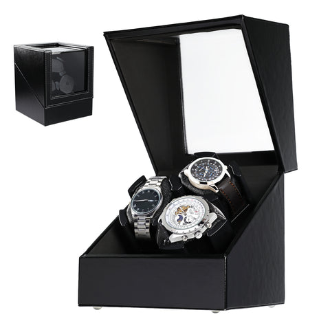 WWR-533 Automatic Watch Winder for 3 Watches, Whisper Quiet Motor with Smart Light Sensor, 2 Rotation Modes, Memory Foam Cushions, Automatic Rotating Watch Winder Faux Leather Exterior