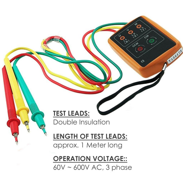 SM-852B 3 Phase Sequence Rotation Indicator Tester Checker