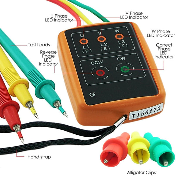 SM-852B 3 Phase Sequence Rotation Indicator Tester Checker