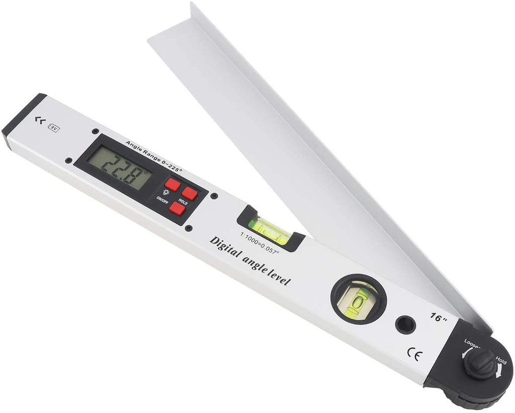 AGF-326 Digital Angle Finder Protractor Meter 0-225° with Horizontal & Vertical Bubble Level, Backlit Display