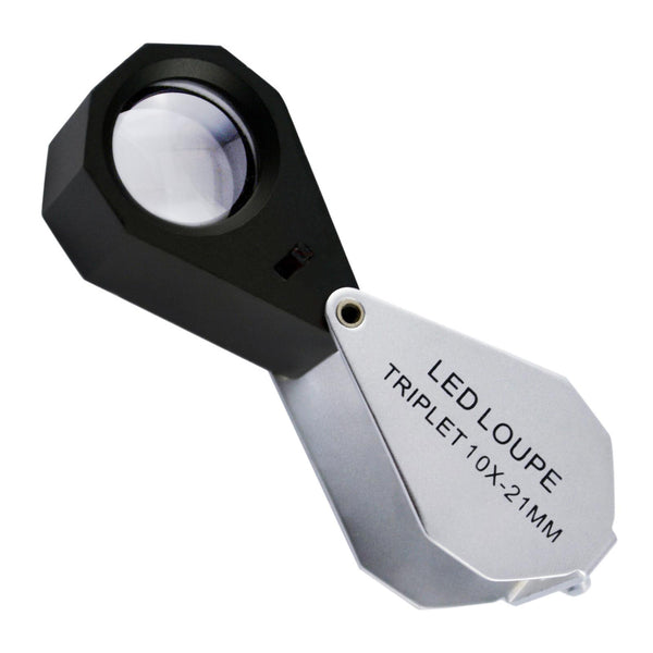 GM10 Mini 10X Jeweler Loupe Magnifier + 6 LED light, 21mm lens