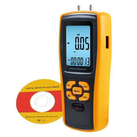 MAN-37 Digital Manometer with USB Interface, Differential Pressure Gauge, Air Pressure Testing Instrument Tester, 11 Measurement Units