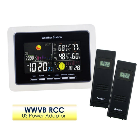 WS-104_US_2S Wireless Weather Station Temperature Humidity DCF / WWVB 2 Remote Sensor Indoor Outdoor