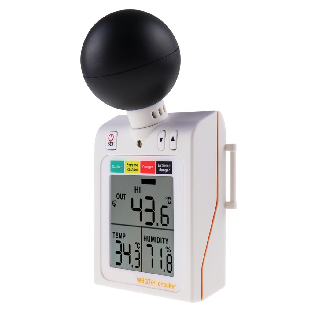87784 Wearable 2-in-1 WBGT + HI Heat Index Checker Wet Bulb Globe Temperature Heat Stress Meter