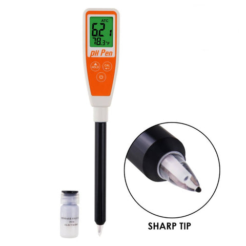 8694 Long Glass Tube Pentype pH Meter Sharp Tip Probe Digital Water Quality Tester Dual Display with ATC 2.0~12.0pH Measurement Range