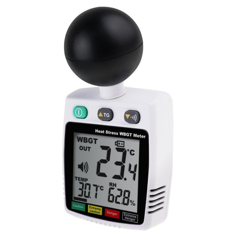 TM-288 Heat Stroke Index Meter Indoor / Outdoor Temperature Measurement WBGT Black-Globe Temp Humidity with Real-time Alarm, Heat Hazard Indicator