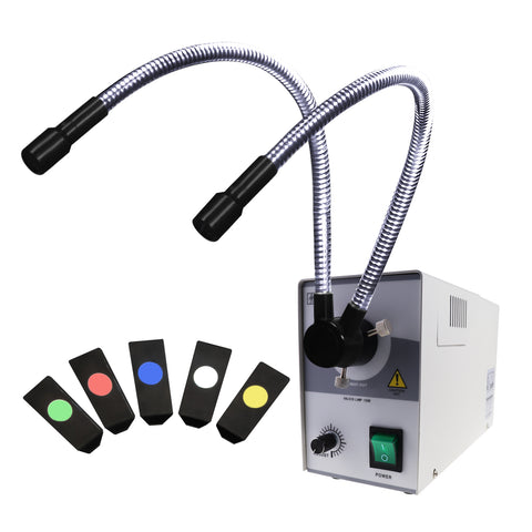 GX-301+ Gooseneck Fiber Optic Microscope Illuminator + Color Filters