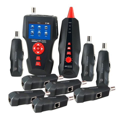 NF-8601W Digital Cable Tester Wire Tracker RJ45 RJ11 BNC Cable Length, with FREE TF Card, Handheld Tester with 8 Remote Identifier PoE PING Data Storage Function and Port Flash
