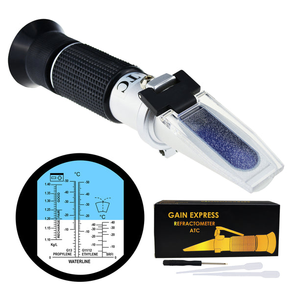REA-503CATC 5-in-1 Automotive Battery Antifreeze Refractometer ATC for Specific Gravity, Ethylene Propylene Glycol System & Windshield Screenwash Fluid, Freezing Point Measurement Tester Meter Coolant Condition