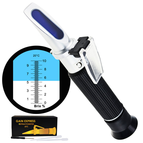 REB-10ATC 0-10% Brix Refractometer with ATC Low-Concentrated Sugar Content Solutions Accuracy 0.1% Maple Sap Cutting Liquid CNC Maple Syrup Makers Tea