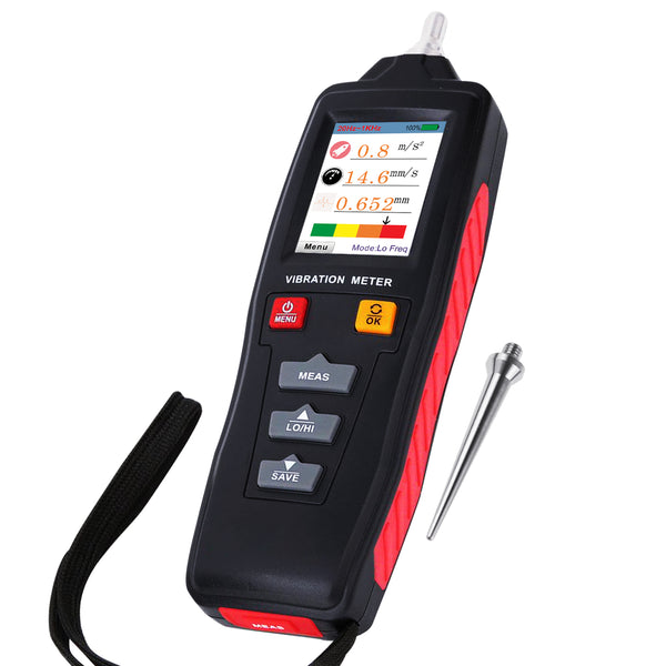 VBT-281 Digital Vibration Meter Piezoelectric Vibrometer Gauge Colored Flip Display