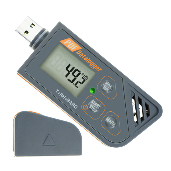 88163 Digital Waterproof USB Datalogger Humidity Temperature and Pressure Barometric Data Logger gauge, generate PDF & Excel report LED indicator
