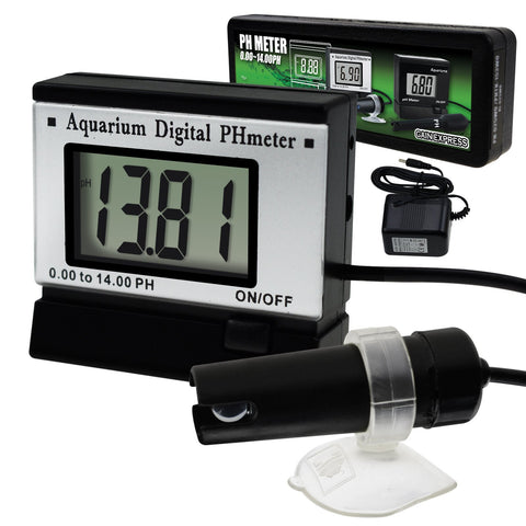 PH-025 Digital pH Monitor Meter ATC 0.00~14.00pH w/ Power Adaptor & 1.5M Long Electrode Probe, Continuous Water Quality Monitoring Tester Kit Aquarium Hydroponics Spa Tank Pool Laboratories Portable