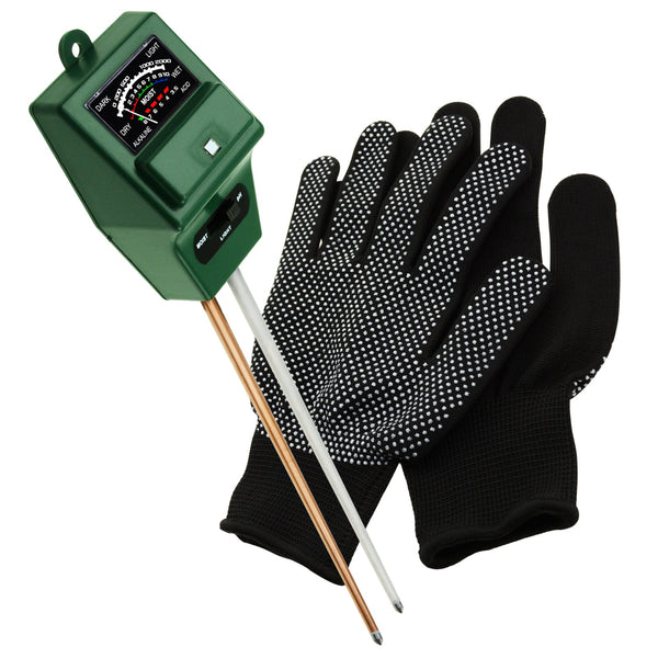 SQM-256_GLOVE Soil pH, Moisture & Light Meter 3 Way Tester Kit (Silver or Green with FREE Gloves)