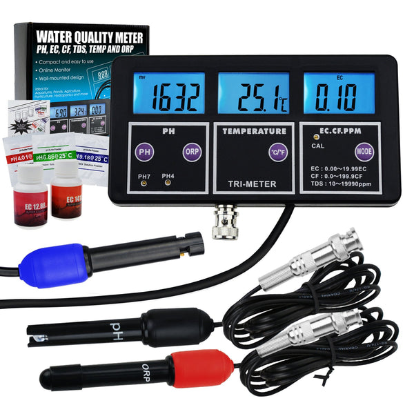 WQM-243 6 in 1 Multi-parameter pH/ ORP Redox/ EC/ CF/ TDS PPM/ Temperature Multi-function Water Quality Monitor Tester