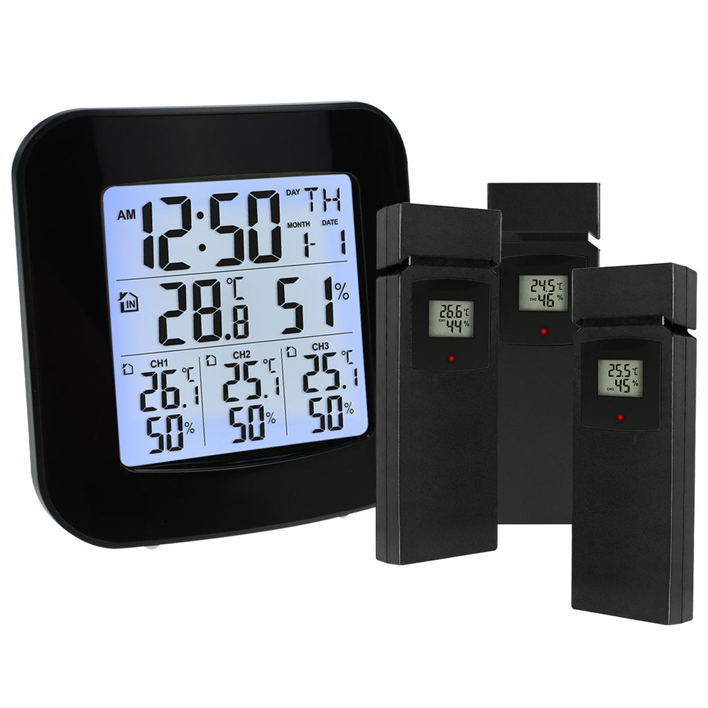 Digital Weather Station w/ Thermometer and Hygrometer 3 Indoor Sensor –  Gain Express