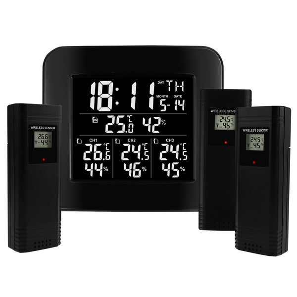 WEA-288 Digital Wireless Weather Station Indoor Outdoor Temperature and Humidity Measure Hygrometer 3 Sensor