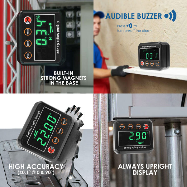 AGF-320 Digital Angle Gauge Electronic Protractor with Magnetic Base V-Groove Level Box