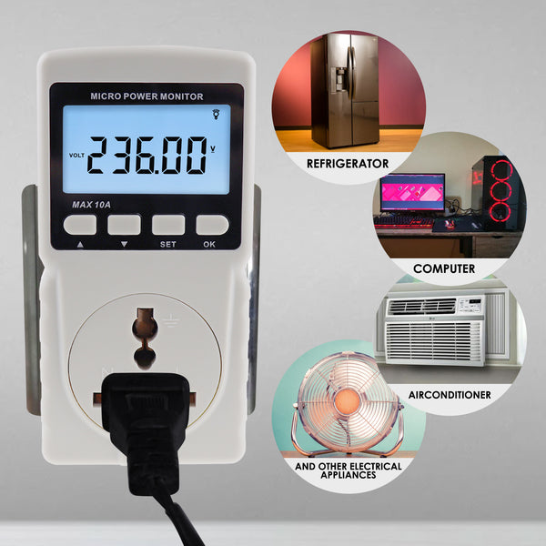 PCM-282 Digital Power Meter Wattmeter Energy Consumption Meter Plug-in Socket Design