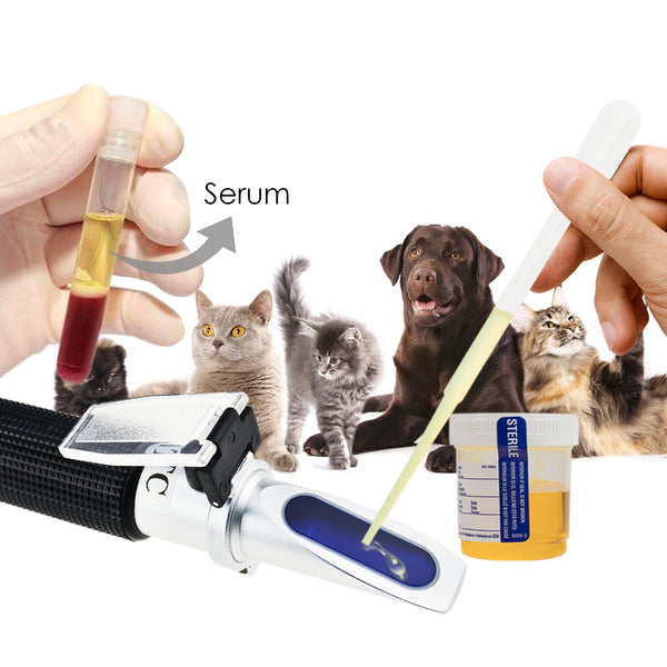 REC-300ATC Pet Clinical Refractometer with ATC, Tri-Scale Serum & Plasma Protein Test 2-14g/dl Urine Specific Gravity 1.000-1.060SG, Veterinary Vet for Cat and Dog Animal Testing