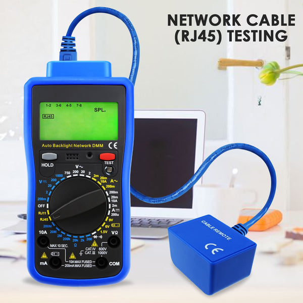 MUL-213 Network Digital Multimeter Tester Multi Meter, Telephone Line RJ11, Cable RJ45, AC DC Voltage, AC DC Current, Resistance, Diode Continuity Test, Battery Meter Tester