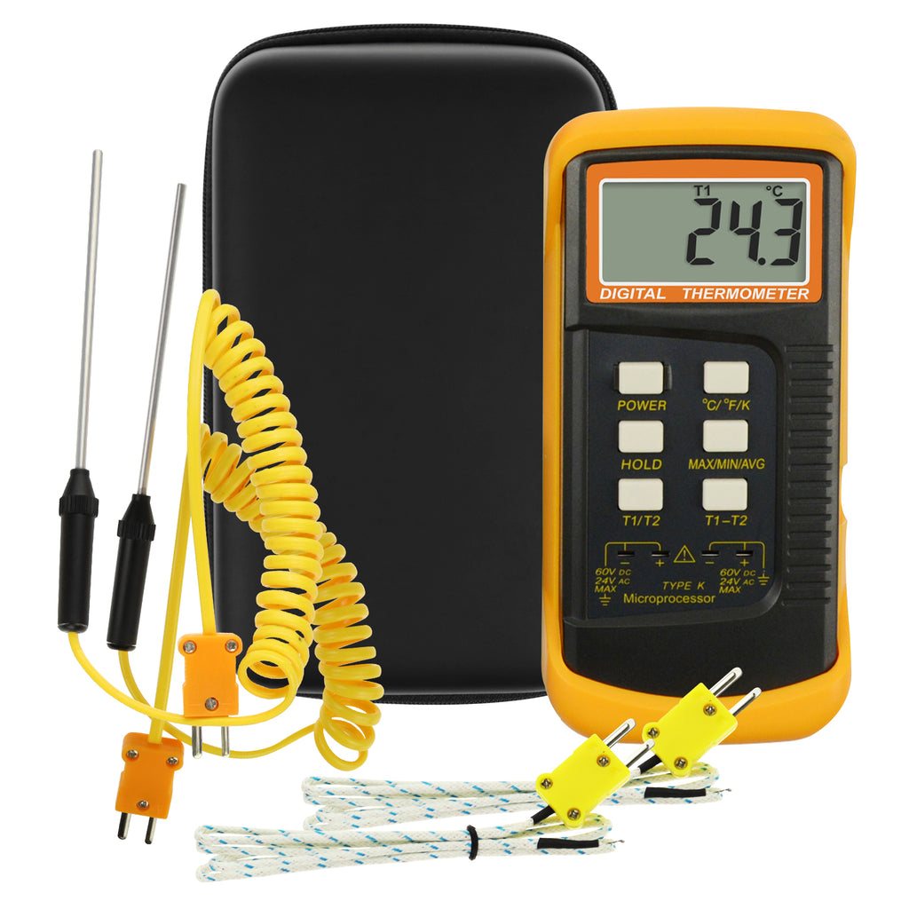 k-Type Thermocouple Thermometer with Angled High Temperature Surface Probe