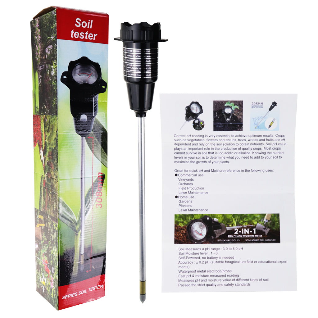 commercial soil moisture meter SQM-329 Soil pH and Moisture Meter 2-in-1 Tester 308mm Long Waterproof – Gain Express Wholesale Deals