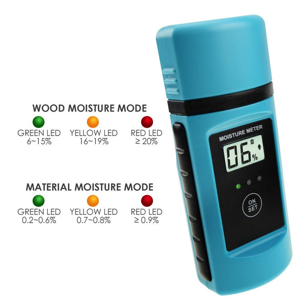 E04-015 Digital Wood & Building Material Moisture Meter Tester w/ LED Indicator, Sawn Timber Cardboard Paper Mortar Concrete Plaster Environment Temperature, for Woodworking Woodworker Handcrafter