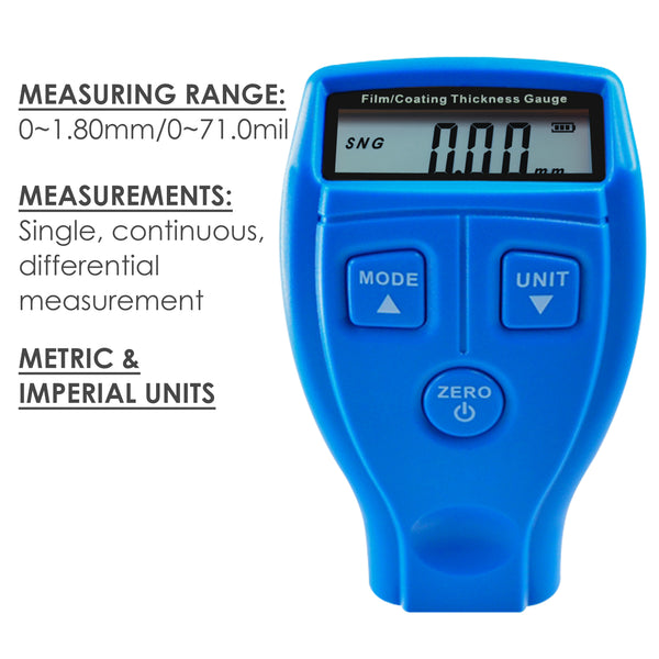 TMG-50 Portable Film Coating Thickness Gauge Tester Meter, Automotive Car Nondestructive, Non-magnetic Coating on Metal