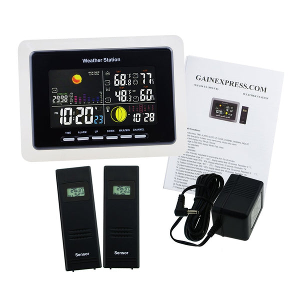 WS-104_EU_2S Wireless Weather Station Temperature Humidity DCF / WWVB 2 Remote Sensors Indoor Outdoor